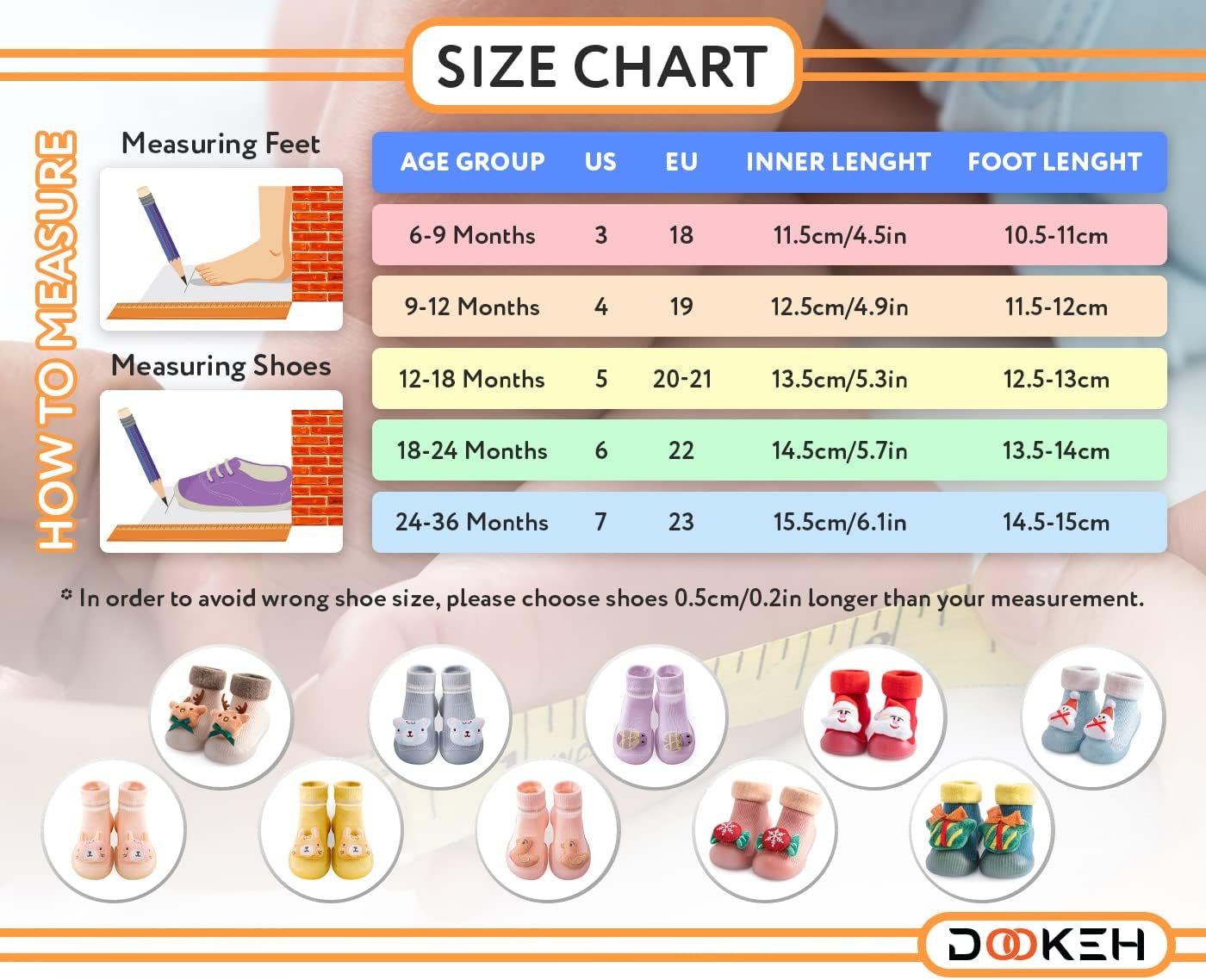 Dookeh Baby Shoes Boys Girls First Walking Shoes Non Slip Soft Sole Sneakers Toddler Infant Babygirl Sock Shoes