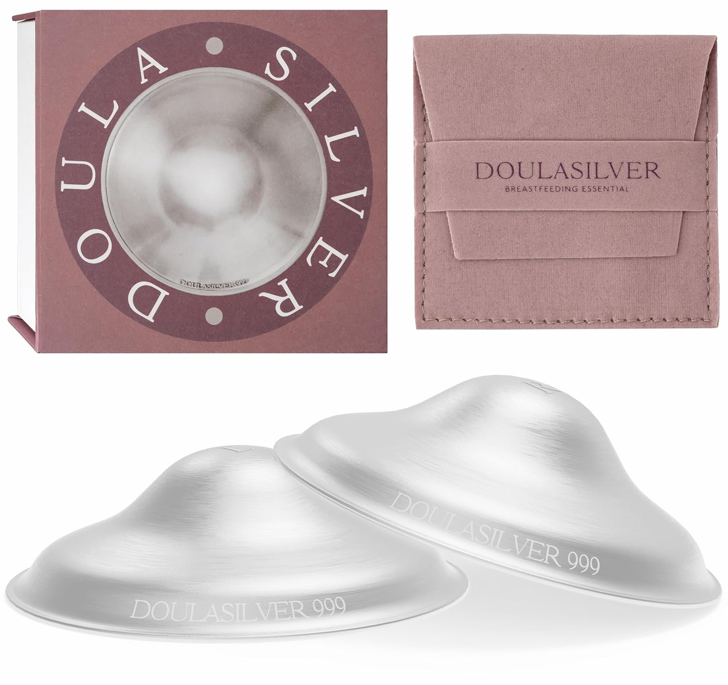 Doulasilver The Original Silver Nursing Cups - XL - Breastfeeding Essentials - Nipple Shield - Breast Feeding - 999 Pure Silver - Nipple Shields for Nursing Newborn - Newborn Essentials Must-Haves
