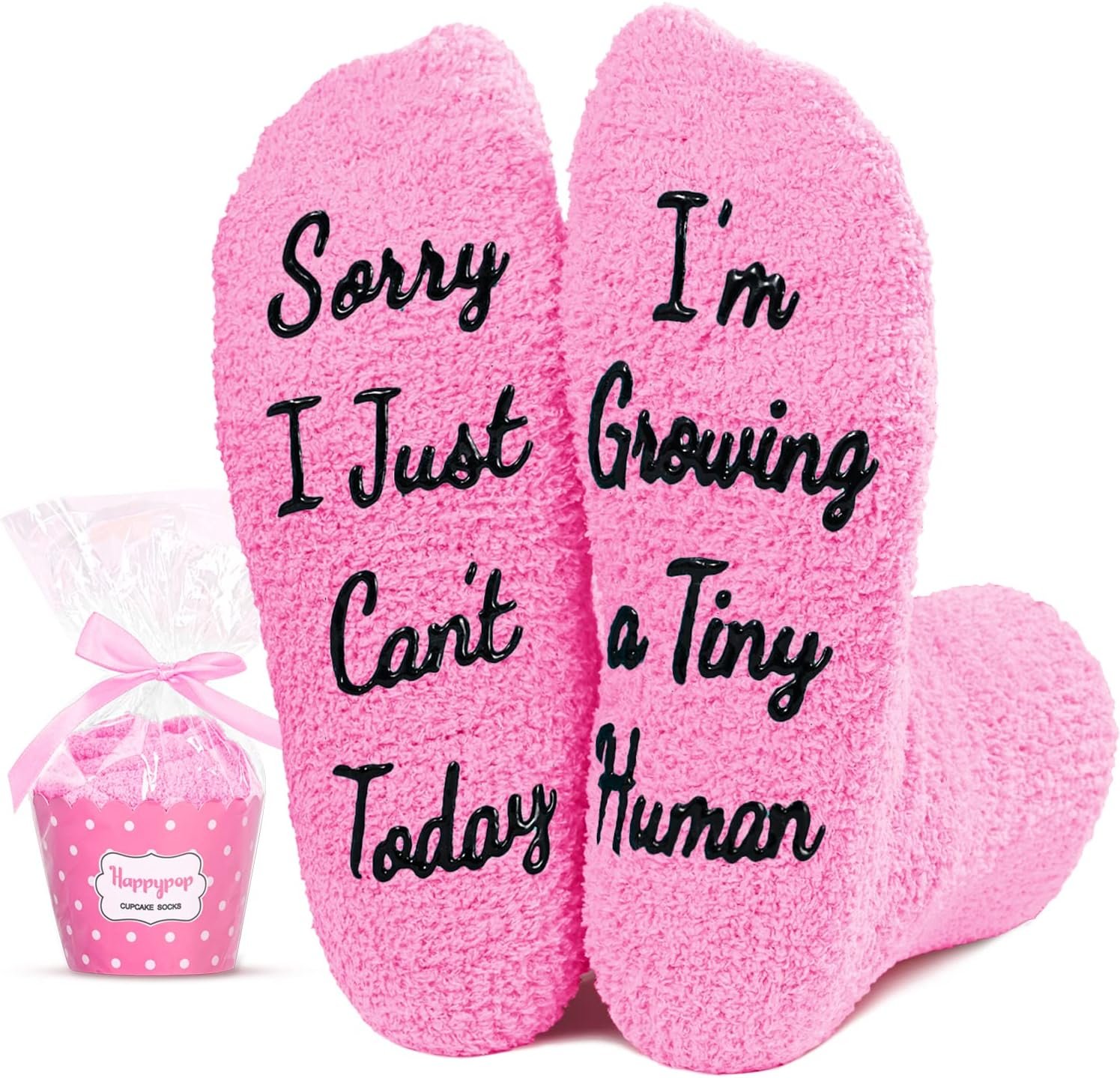 HAPPYPOP Funny Fuzzy Socks for Women, Pregnant Mom Gifts for Pregnant Women, IVF Socks IVF Gifts