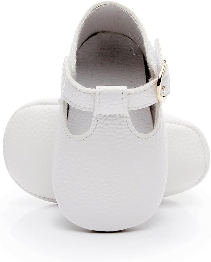 HONGTEYA Baby Girls Boys T-Strap Moccasins - Newborn First Walker Mary Jane PU Soft Soled Sandals Shoes