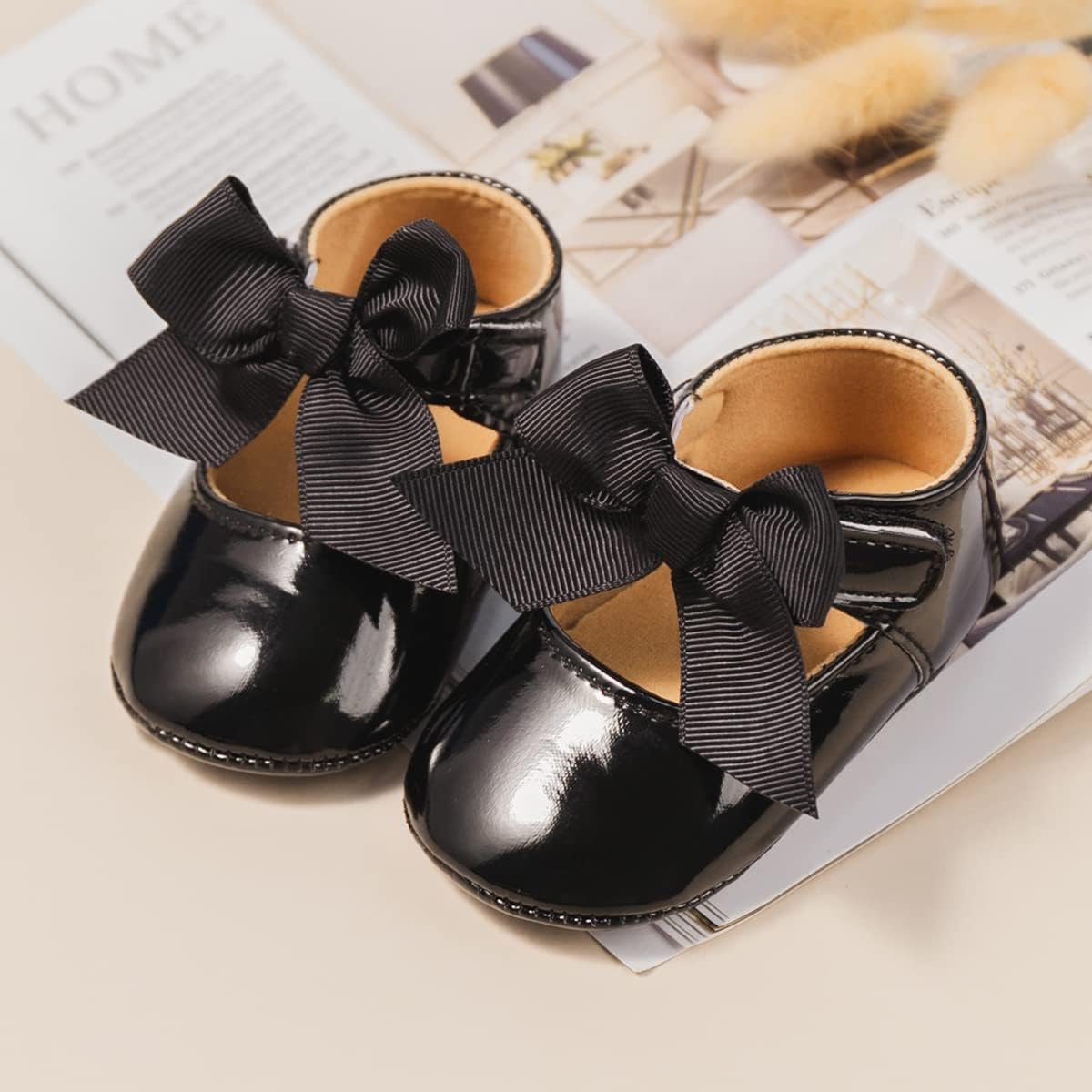 HsdsBebe Infant Baby Girls Mary Jane Flats Bow Non-Slip Soft Sole Princess Toddler First Walkers Sneaker Wedding Dress Shoes