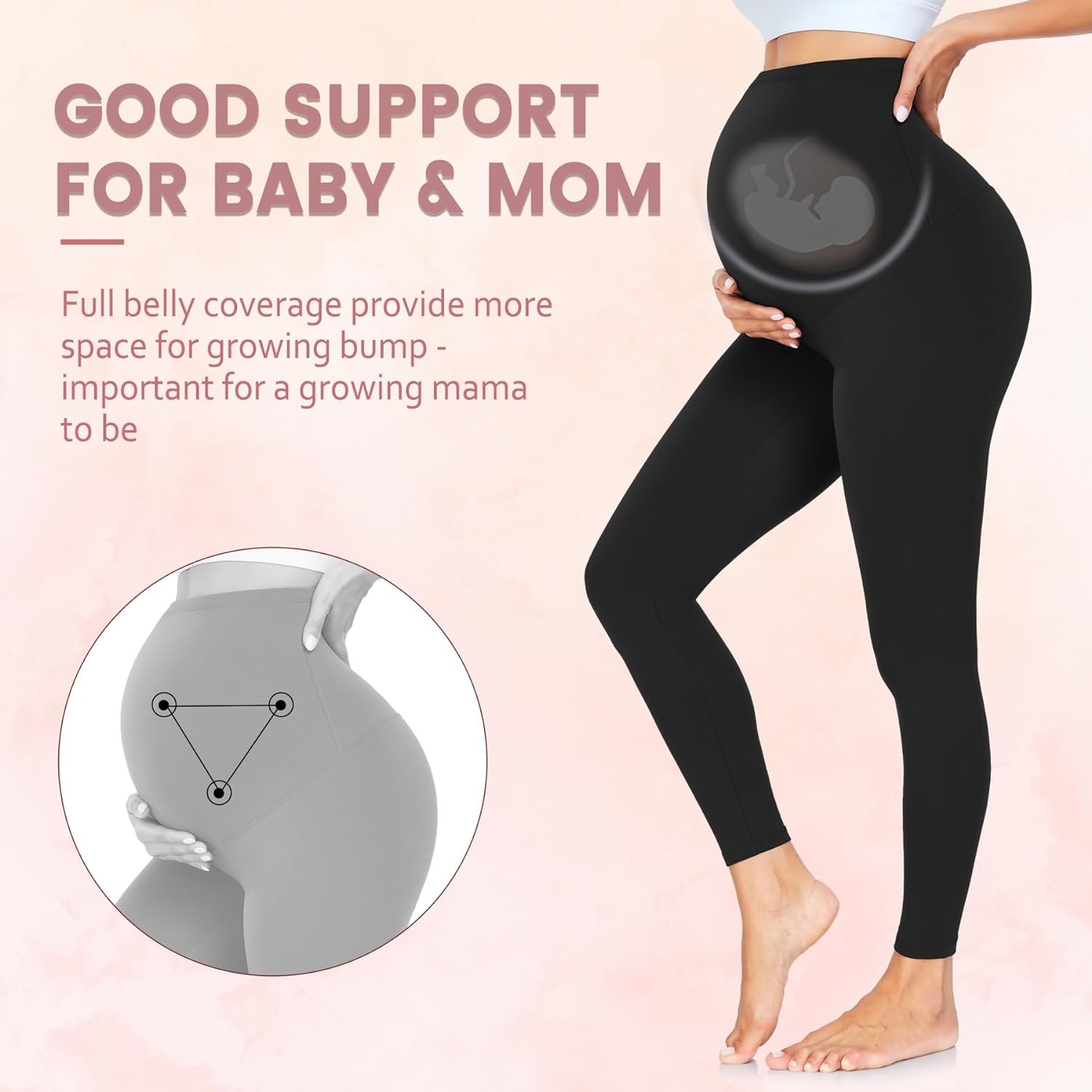 Iseasoo 2 Pack Womens Maternity Leggings Over The Belly Pregnancy Yoga Pants Soft Activewear Workout Pants