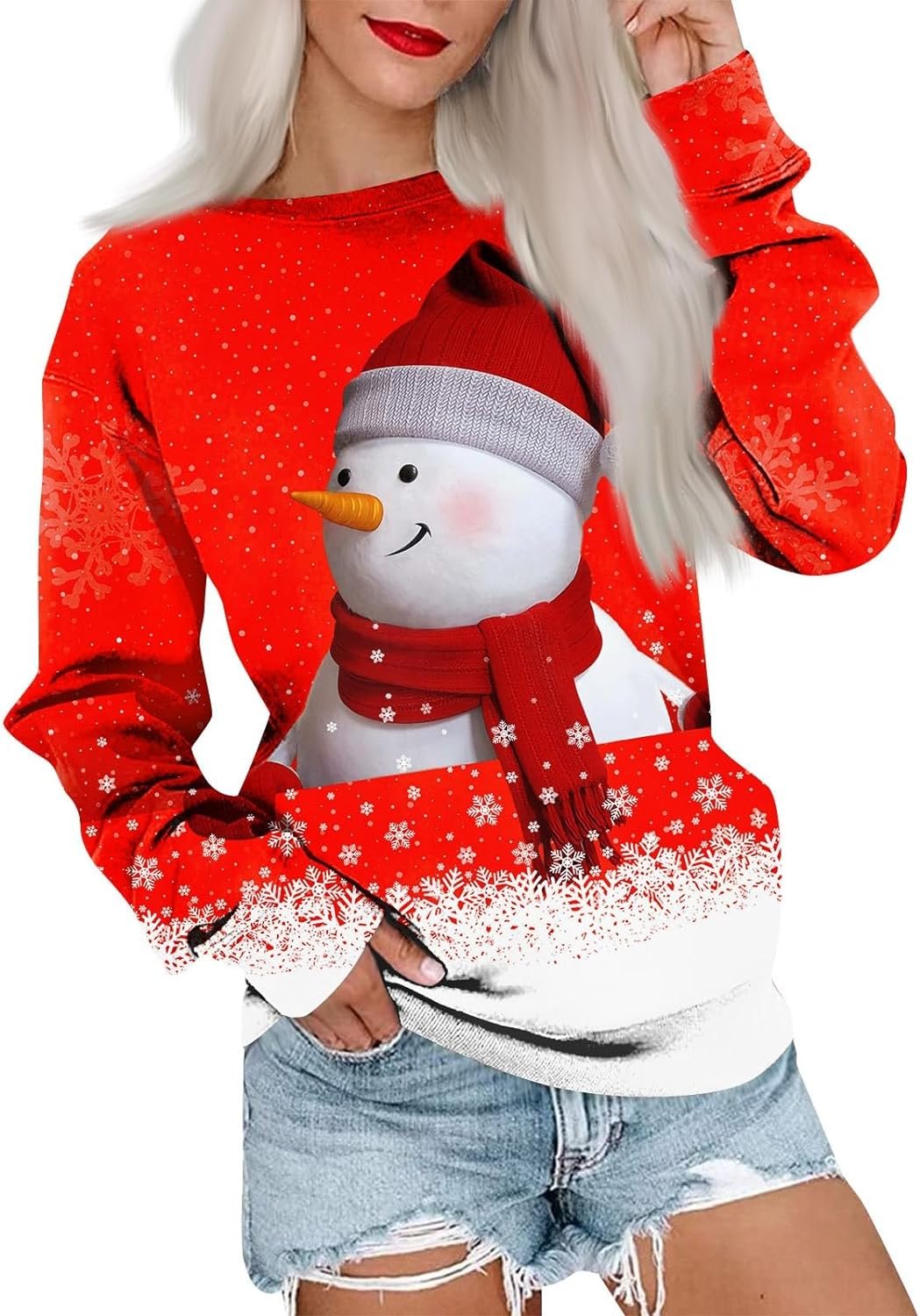 JJHAEVDY Christmas Womens Fashion Sweatshirts Casual Crew Neck Shirts Pullover Lightweight Long Sleeve Clothes Tops