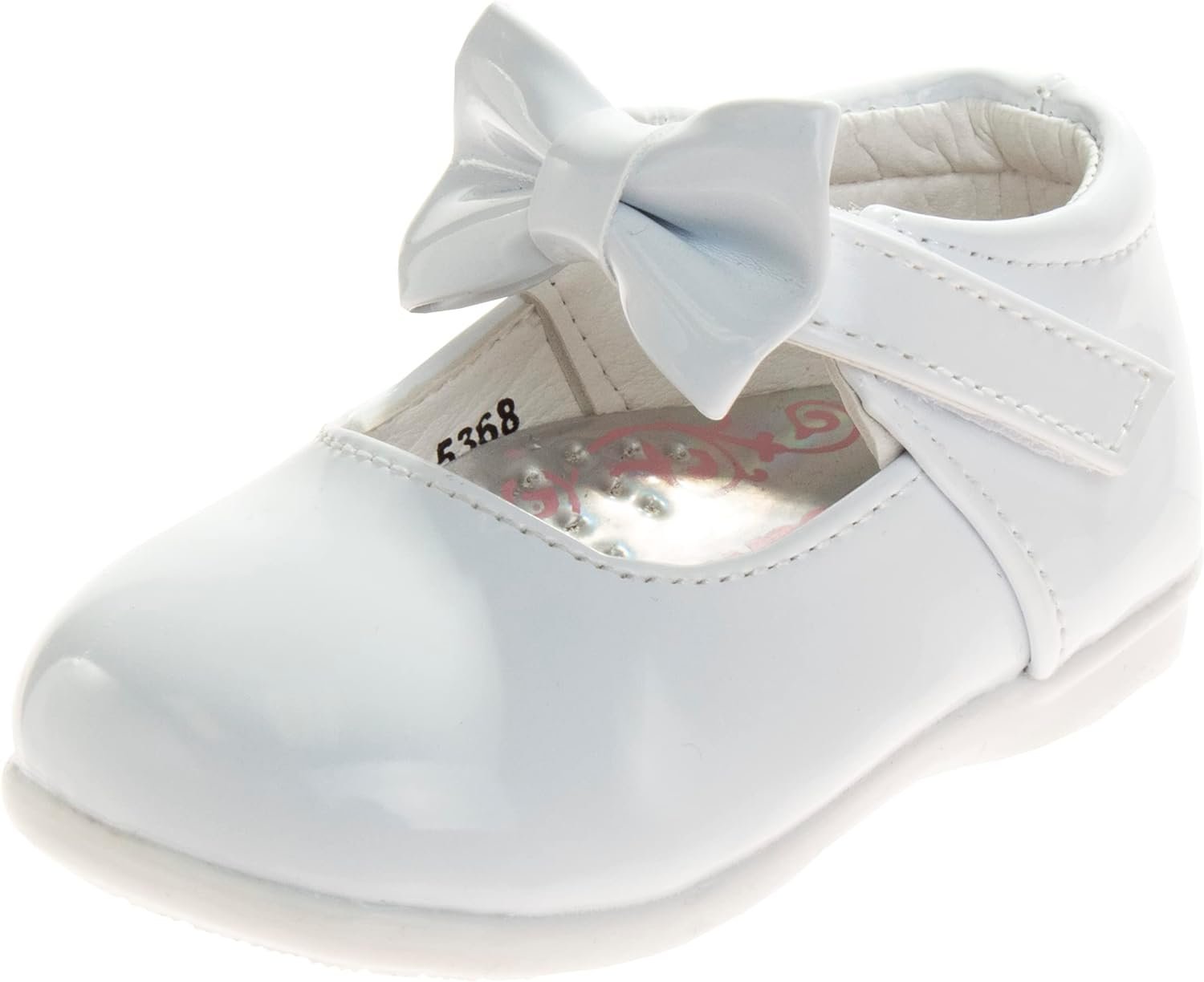 Josmo Baby-Girls Walking Kids Mary Jane Flats-Formal Dress Shoes Newborn Infant Walker Moccasins Crib Bow Knot First Step Patent Slip-On Christening