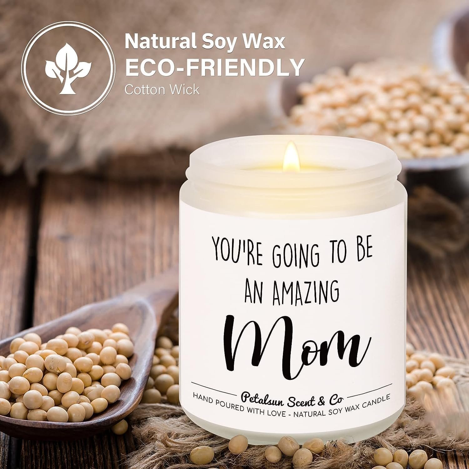 Petalsun New Mom Gifts - Handmade Lavender Natural Soy Wax Candle, Pregnancy Must Haves, Mama Gifts for New Mom, New Mommy Essentials, Mom to Be Gift, Pregnancy Gifts, Baby Gifts