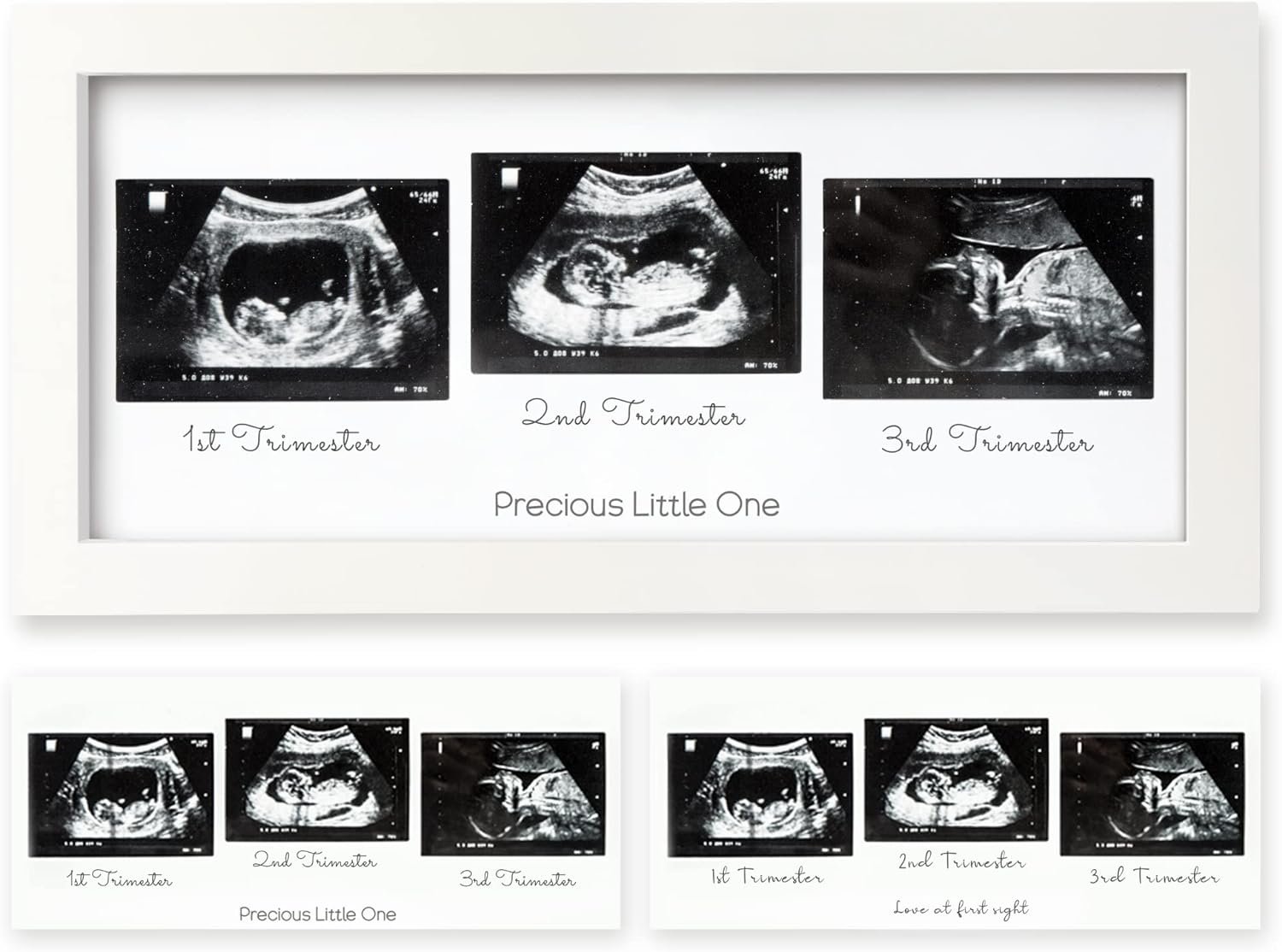 Sonogram Picture Frame - Trio Ultrasound Picture Frames For Mom To Be Gift - Baby Ultrasound frame for Pregnancy Announcements - Baby Nursery Decor, Pregnant Mom Gifts (Alpine White)