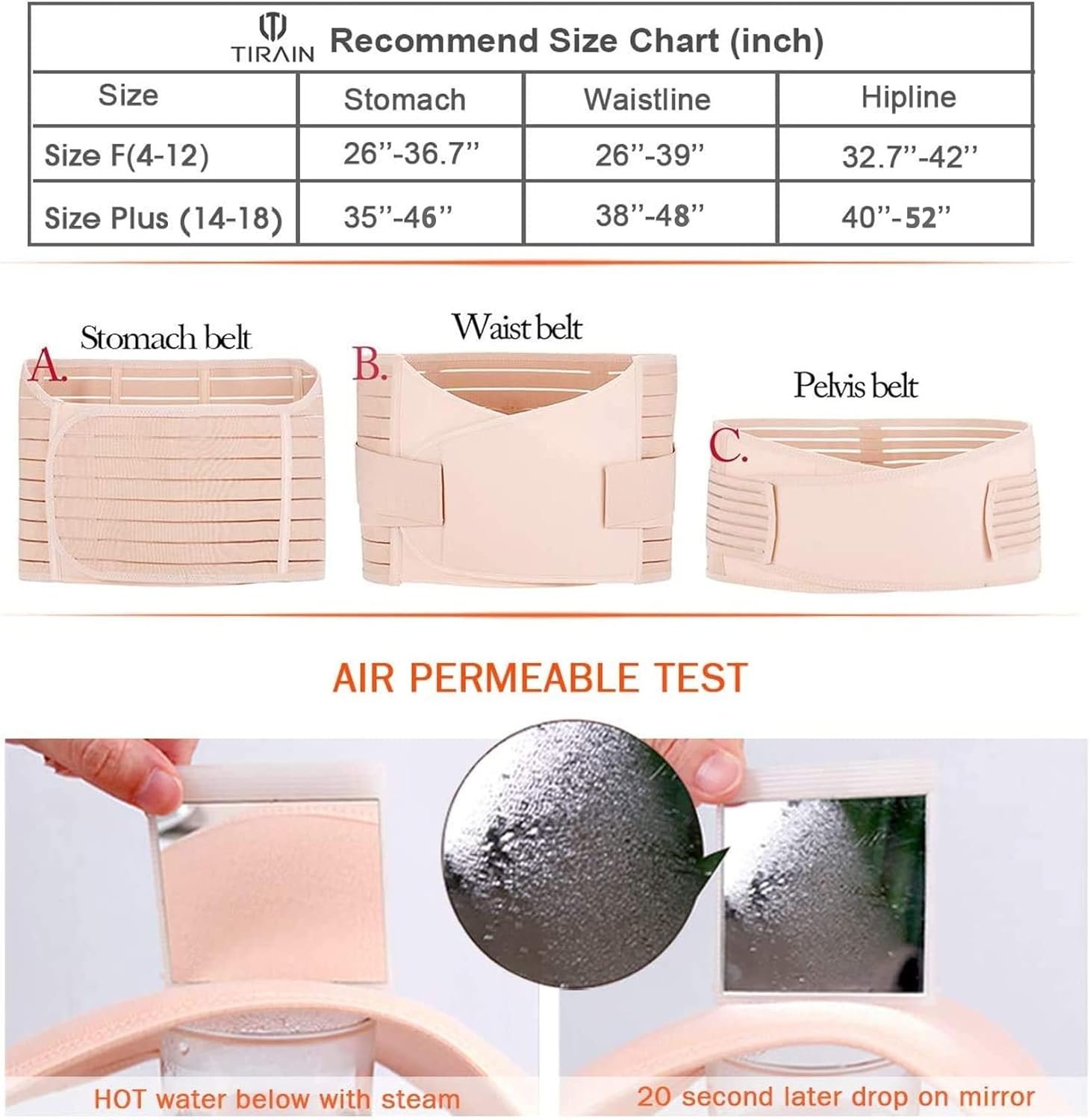 TiRain 3 in 1 Postpartum Belly Support Recovery Belly/Waist/Pelvis Belt C Section Postpartum Belly Wrap Band Corset waist trainer