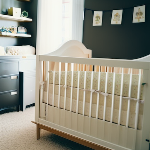 An image showcasing a cozy nursery with a stylish and affordable baby crib at its center