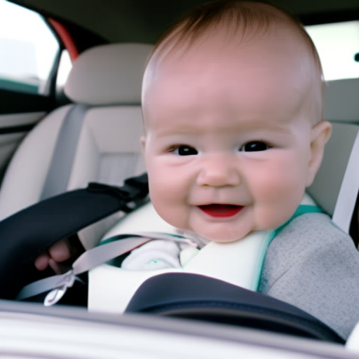 An image showcasing a rear-facing car seat securely installed in a vehicle, illustrating the correct angle, position, and alignment of the seat, while highlighting the proper use of seat belts and harnesses for optimal baby safety