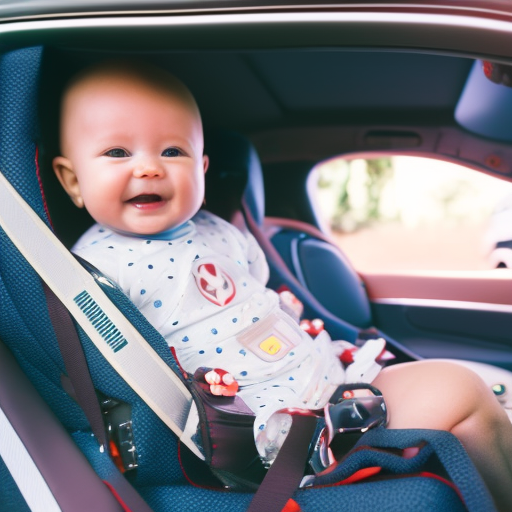 An image featuring a smiling baby securely strapped into a properly installed car seat, surrounded by a halo of safety symbols and icons, reflecting the paramount importance of car seat safety for infants