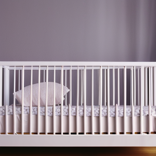 An image showcasing a sturdy, white baby bed with smooth wooden railings, a snug mattress covered in a soft, breathable fabric, and a secure locking mechanism—illustrating the essential safety features for baby beds