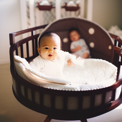 An image showcasing an array of baby beds, featuring a cozy crib adorned with a soft mobile, a versatile bassinet with rocking capabilities, and a modern co-sleeper that attaches to the parents' bed