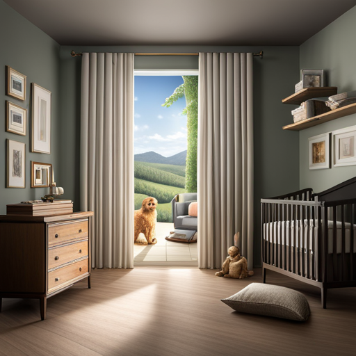 An image capturing a serene, moonlit nursery with a baby peacefully sleeping in a cozy crib