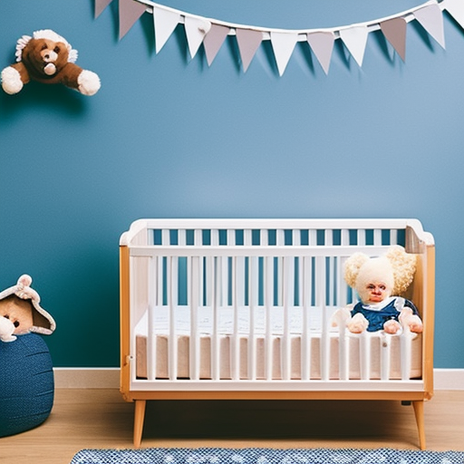 An image featuring a sturdy, solid wood baby boy crib with rounded corners and non-toxic, lead-free paint