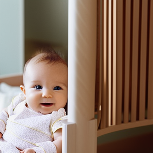 An image showcasing a sturdy, well-constructed baby cot positioned in a spacious, well-ventilated room