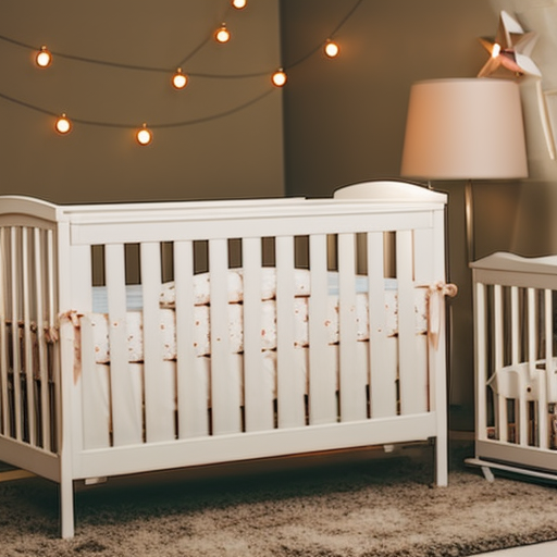 An image showcasing a variety of high-quality baby cribs in a well-lit, spacious showroom