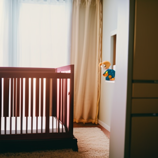 An image showcasing a cozy, clutter-free nursery with a beautifully arranged baby crib