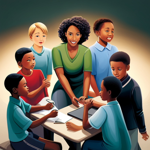 An image depicting a diverse group of children engaged in various activities, while a concerned adult observes attentively, emphasizing the importance of recognizing risk factors and safeguarding children's well-being