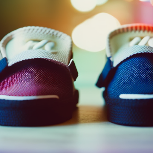 An image showcasing a pair of baby shoes with innovative Velcro straps effortlessly securing tiny feet