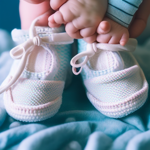 An image capturing the essence of comfort in baby sock shoes: a blissful infant's feet, clad in soft, breathable fabric, gently cradled by cushioned soles, as delicate pastel hues add a touch of warmth