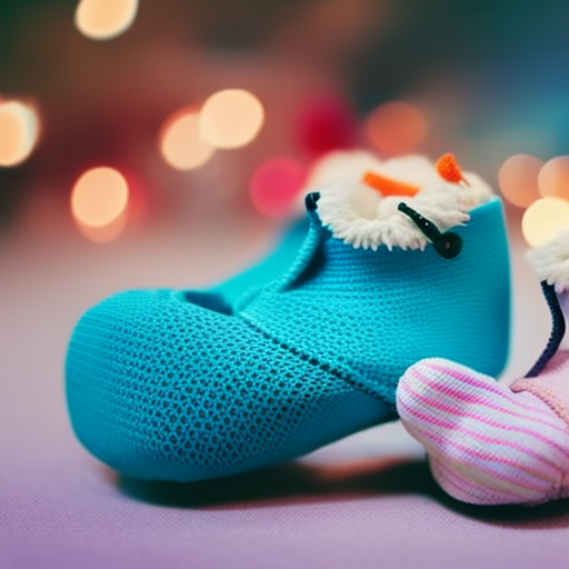 An image showcasing a pair of vibrant baby sock shoes, made from soft and stretchy materials