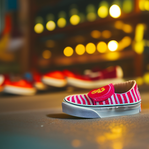 An image showcasing a pair of adorable baby Vans shoes in vibrant colors and patterns
