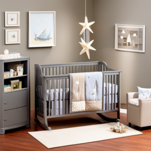 An image of a cozy nursery bathed in soft moonlight, with a plush rocking chair beside a crib adorned with twinkling stars