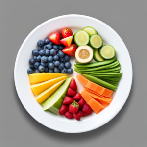 An image that showcases a colorful plate filled with a variety of nutrient-rich fruits, vegetables, lean proteins, and whole grains, all portioned appropriately for a baby's nutritional needs