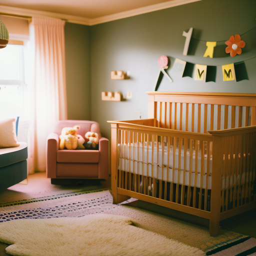 An image that showcases a cozy nursery with a stylish and budget-friendly crib as the focal point