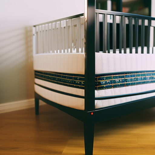 An image showcasing a variety of affordable cribs with clear visuals highlighting key features such as adjustable mattress heights, durable construction, teething rails, and spacious storage compartments