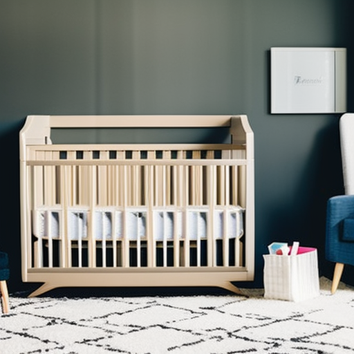 An image showcasing a sleek, contemporary nursery with a stylish, modern crib as the focal point