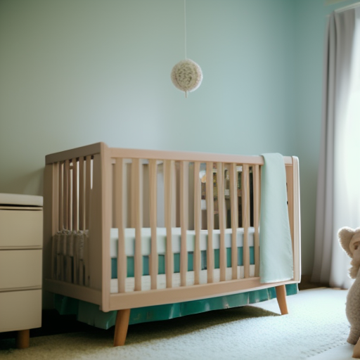 An image showcasing a serene nursery with a cozy crib, soft pastel colors, and a state-of-the-art baby monitor on a dresser
