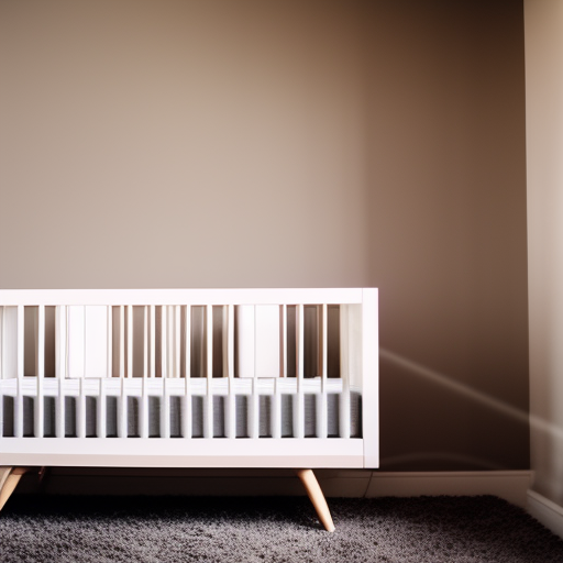 An image showcasing a sleek, minimalist nursery with a stylish, modern crib at its center