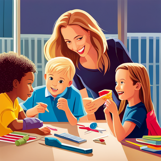 An image capturing the vibrant scene of children joyfully engaged in crafting, surrounded by colorful papers, scissors, glue, and various DIY materials, as they create personalized birthday decorations and party favors