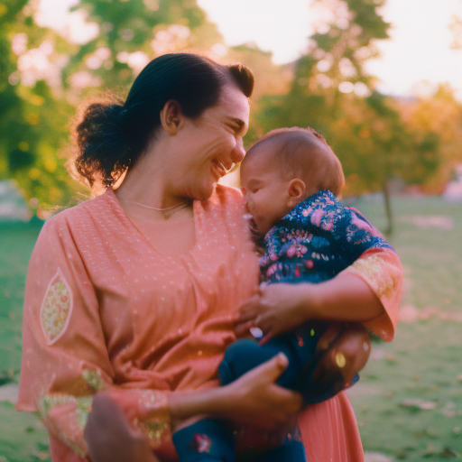 An image that captures the joyous connection between a caregiver and an infant, showcasing their expressive faces as they engage in playful interactions, fostering emotional intelligence through love, empathy, and understanding