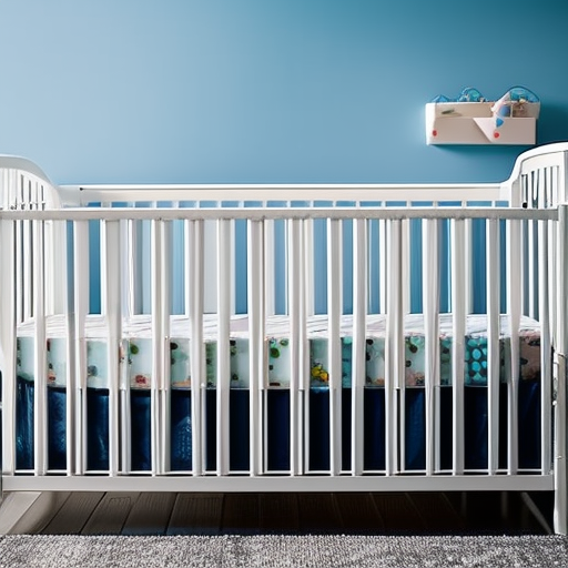 An image showcasing a sturdy Buybuybaby crib with a reinforced steel frame, adjustable mattress height, and non-toxic paint