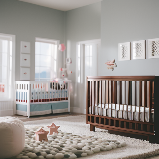 An image showcasing a spacious nursery with a Buybuybaby crib as the focal point
