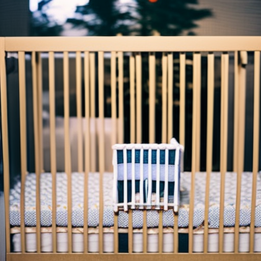 An image showcasing a crib surrounded by a protective fence, complying with safety standards and regulations
