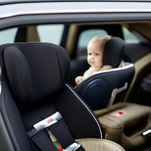 An image showcasing a rear-facing car seat securely installed in a vehicle, adhering to the strictest safety standards