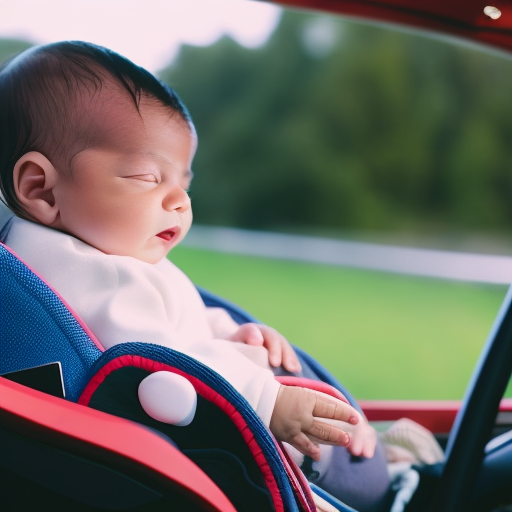 An image showcasing a newborn securely strapped in a rear-facing car seat, with a parent adjusting the seat's recline angle