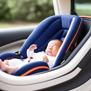 Car Seat Safety for Newborns 1 An image showcasing a rear-facing car seat installed in a vehicle, with a newborn securely strapped in