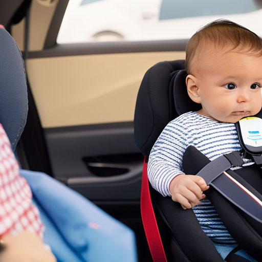 An image showcasing a frustrated parent struggling to properly secure a car seat, with clear visual cues depicting common installation mistakes like loose straps, incorrect angle, and misaligned harness, emphasizing the importance of addressing these errors in newborn car seat safety