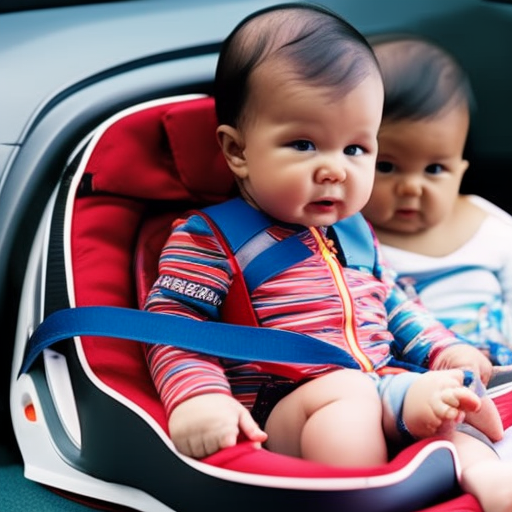 An image showcasing a car seat covered by a retractable sunshade, shielding a baby from harmful UV rays