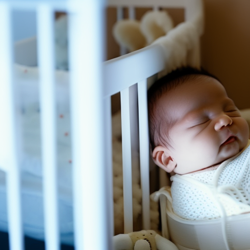 An image showcasing a baby peacefully sleeping in a sturdy, affordable crib with reinforced corners, non-toxic paint, and mesh sides for optimal airflow
