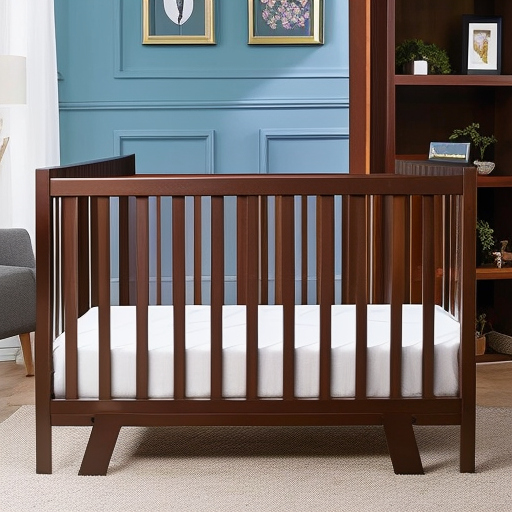 An image showcasing a sturdy, solid wood crib with reinforced corner joints, a secure drop-side mechanism, and a non-toxic, lead-free finish