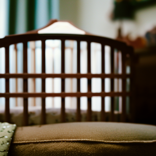 An image showcasing a secondhand crib, highlighting its affordable price tag and potential wear and tear