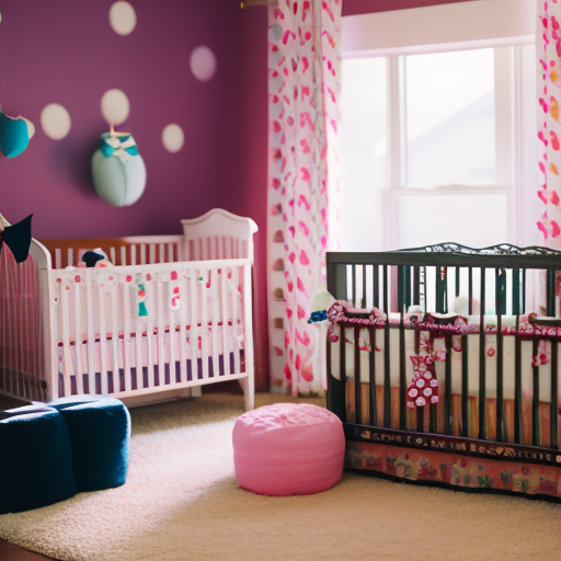 An image that showcases a beautifully styled nursery with a cheap crib as the centerpiece
