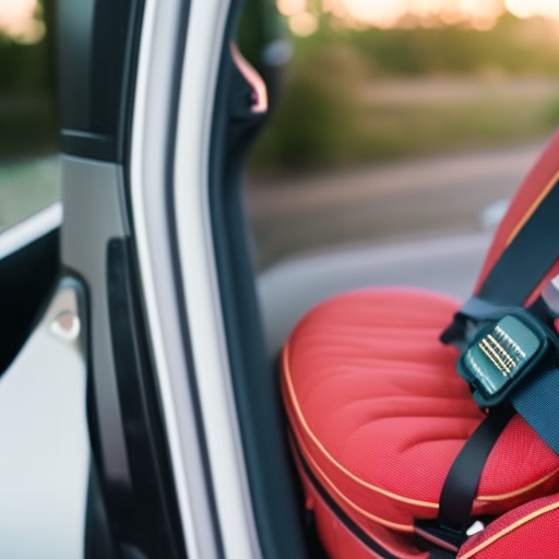 An image depicting a rear-facing car seat securely installed in the backseat of a vehicle