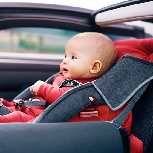 An image showcasing a plush, padded convertible car seat that gently cradles a sleeping baby