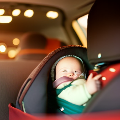 An image depicting a rear-facing car seat with a baby securely strapped in, emphasizing the protective design
